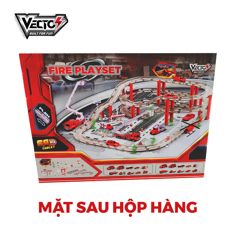 Bộ đồ chơi lắp ráp đường ray và xe chạy pin - set cứu hỏa VECTO VT557-10