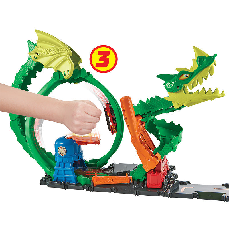 Bộ Hot Wheels Rồng Xanh Phun Lửa HOT WHEELS HDP03