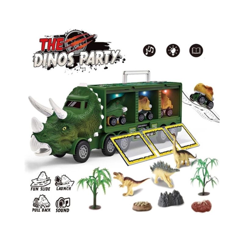 Biệt đội xe tải giải cứu khủng long xanh lá DINOS PARTY 1300A