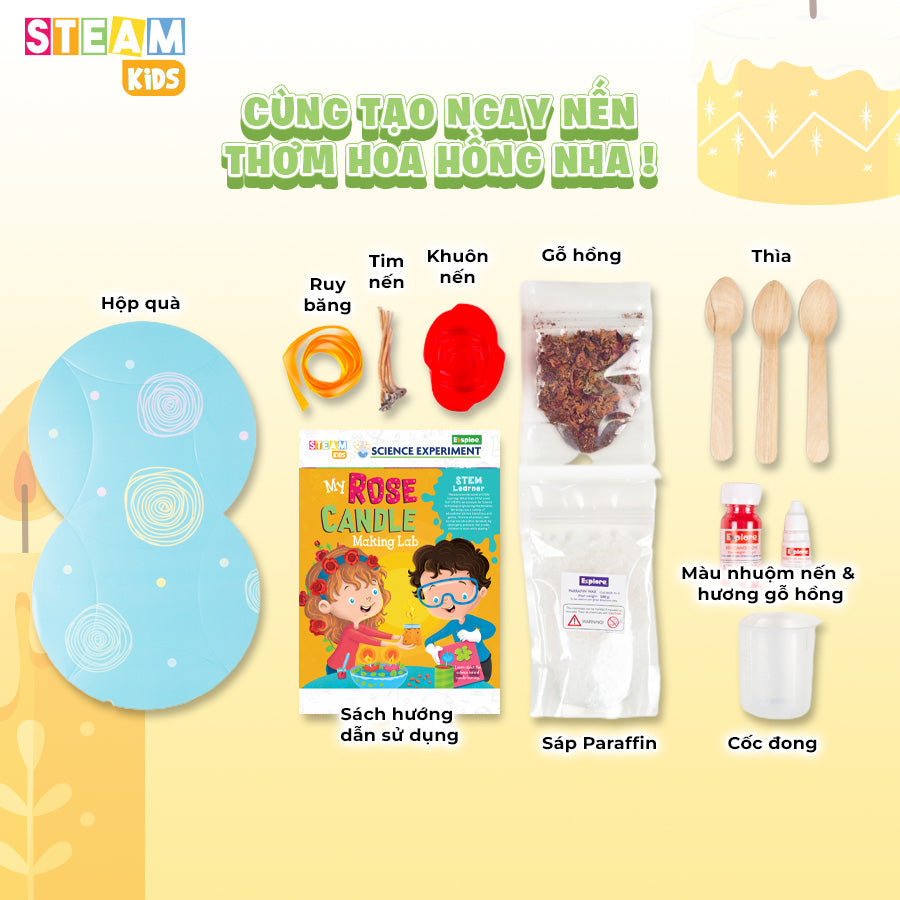 Bộ Thí Nghiệm Chế Tạo Nến Thơm Hoa Hồng STEAM 13027