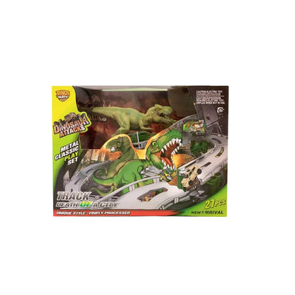 Bộ lắp ráp đường đua thành phố khủng long (xe chạy pin)_Xanh DINOS PARTY CM558-12