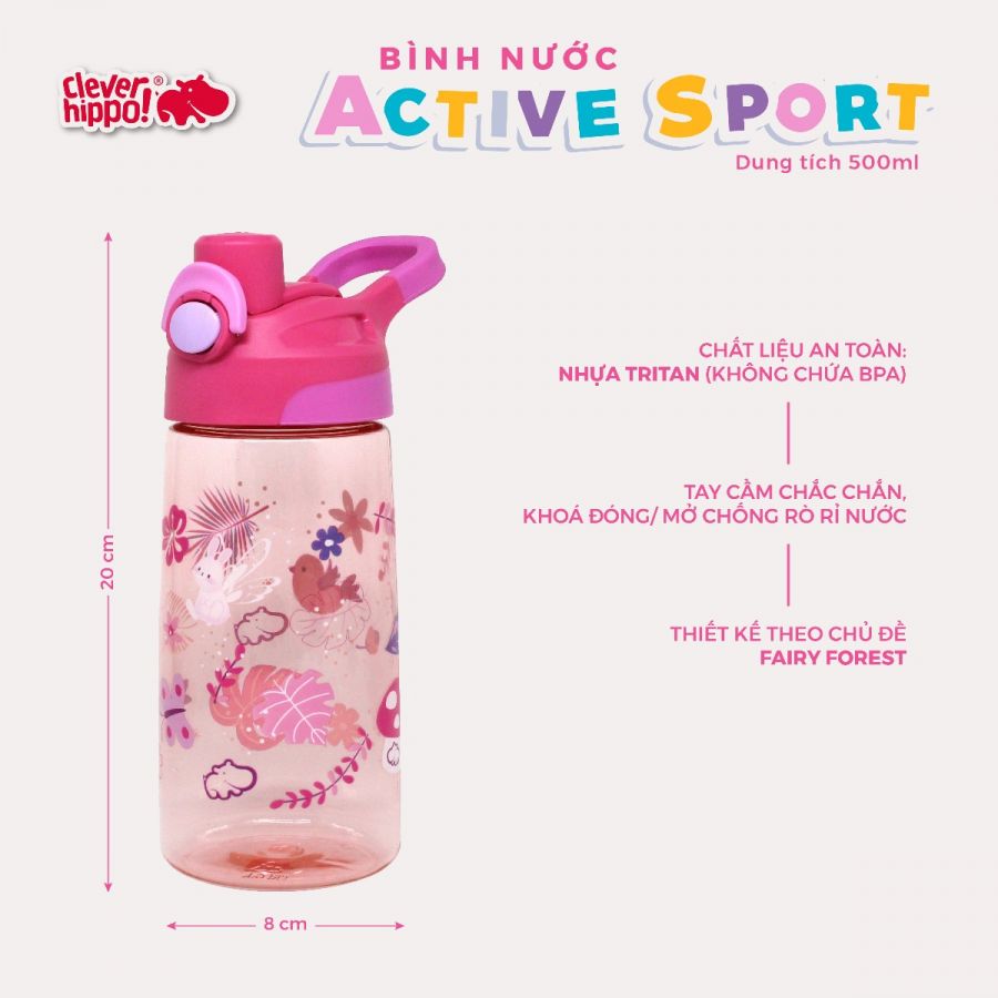 Bình nước TRITAN Fairy Forest NUDE CLEVERHIPPO WB02