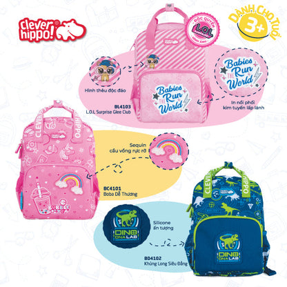 Ba lô Mini - Boba Dễ Thương Hồng CLEVERHIPPO BC4101