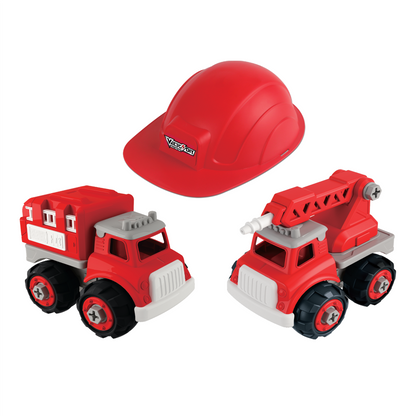 Bộ đồ chơi lắp ráp Vecto DIY - Hai xe cứu hỏa kèm theo nón VECTO VT1066