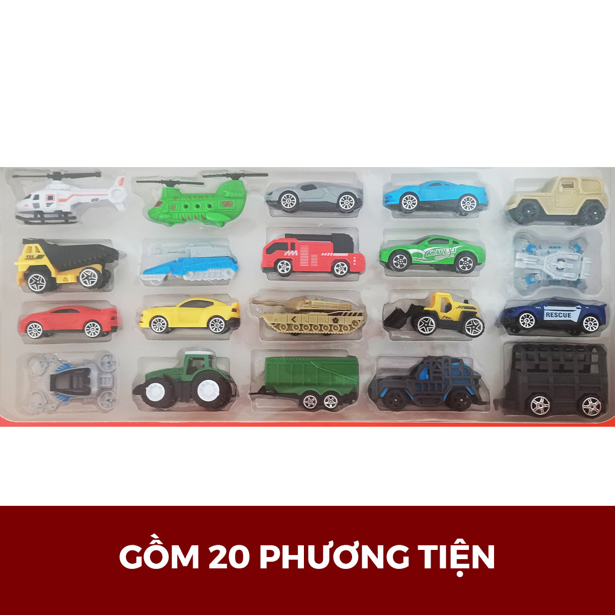 Bộ Đồ Chơi 20 Mô Hình Xe Và Trực Thăng VECTO VT911