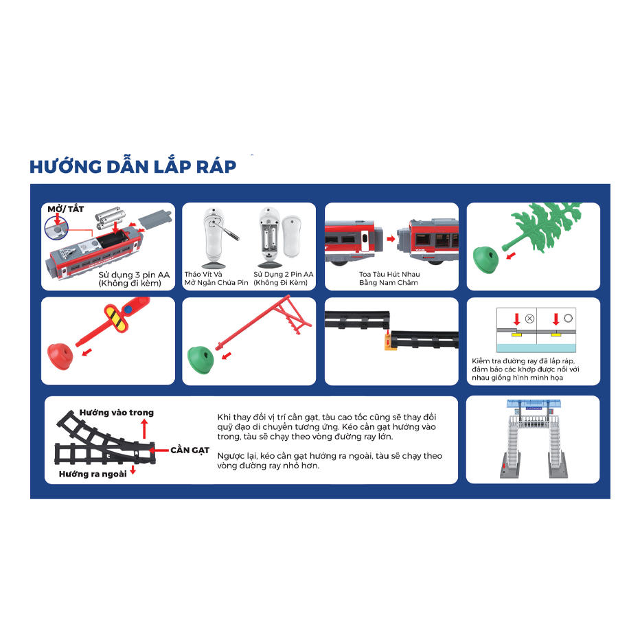Bộ đồ chơi lắp ráp đường ray và tàu tốc hành chạy pin VECTO VT2934A
