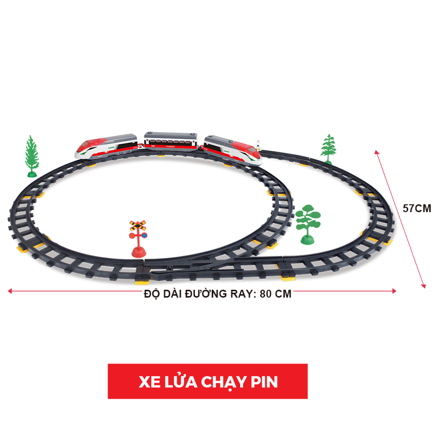 Bộ đồ chơi lắp ráp đường ray và tàu tốc hành chạy pin VECTO VT2934A