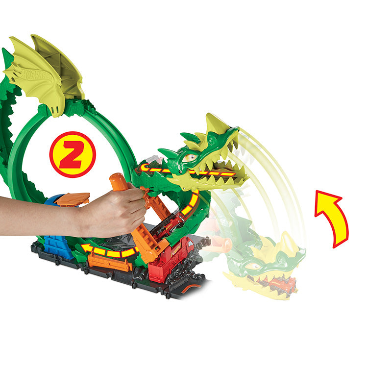 Bộ Hot Wheels Rồng Xanh Phun Lửa HOT WHEELS HDP03