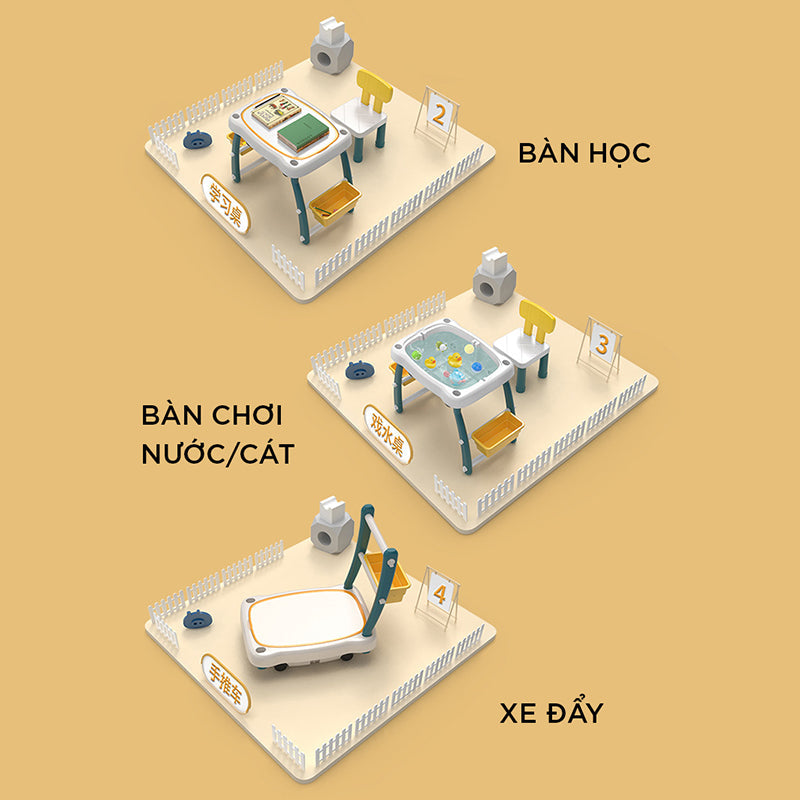 Bàn học kèm ghế cho bé size lớn PEEK A BOO H304-A