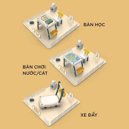Bàn học kèm ghế cho bé size lớn PEEK A BOO H304-A