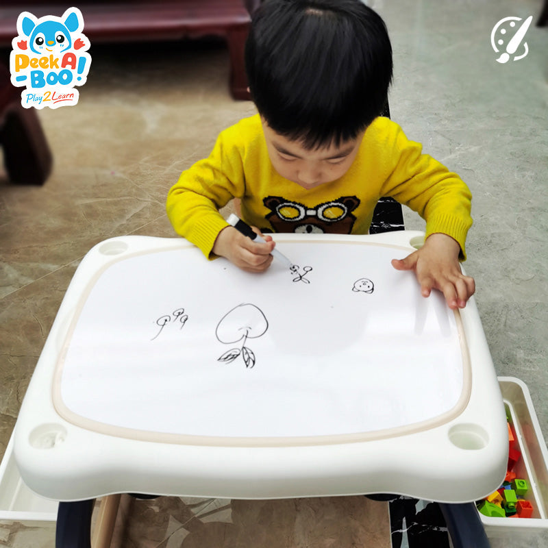 Bàn học kèm ghế cho bé size vừa PEEK A BOO H602-B