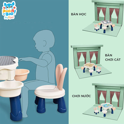 Bàn học kèm ghế cho bé size vừa PEEK A BOO H602-B