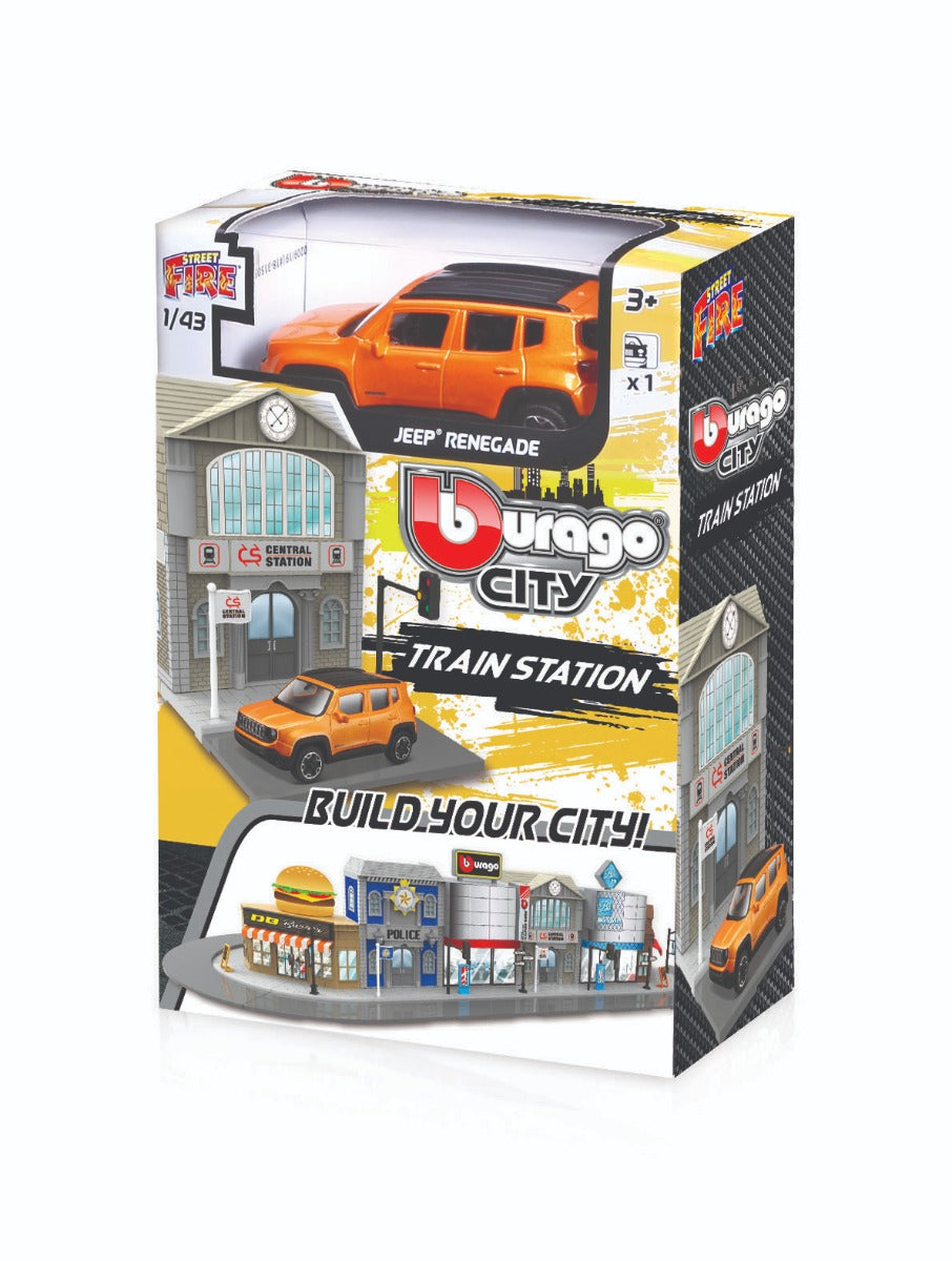 Bộ mô hình ga xe lửa và xe Bburago Jeep MAISTO MT31500