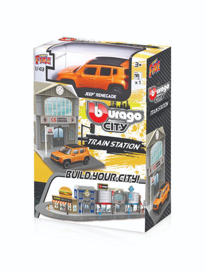 Bộ mô hình ga xe lửa và xe Bburago Jeep MAISTO MT31500
