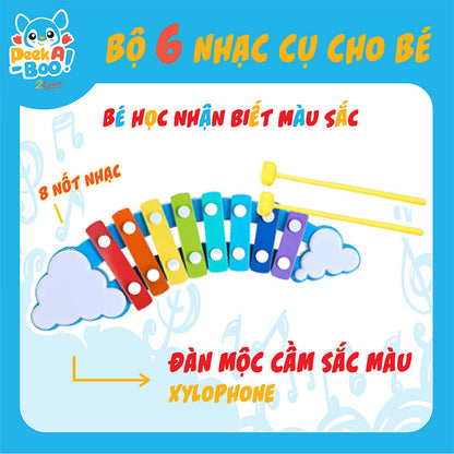 Bộ đồ chơi 6 nhạc cụ  cho bé PEEK A BOO PAB015