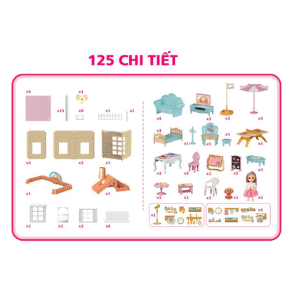 Bộ Ngôi Nhà Búp Bê Khổng Lồ Có Ống Khói SWEET HEART SH668-39A
