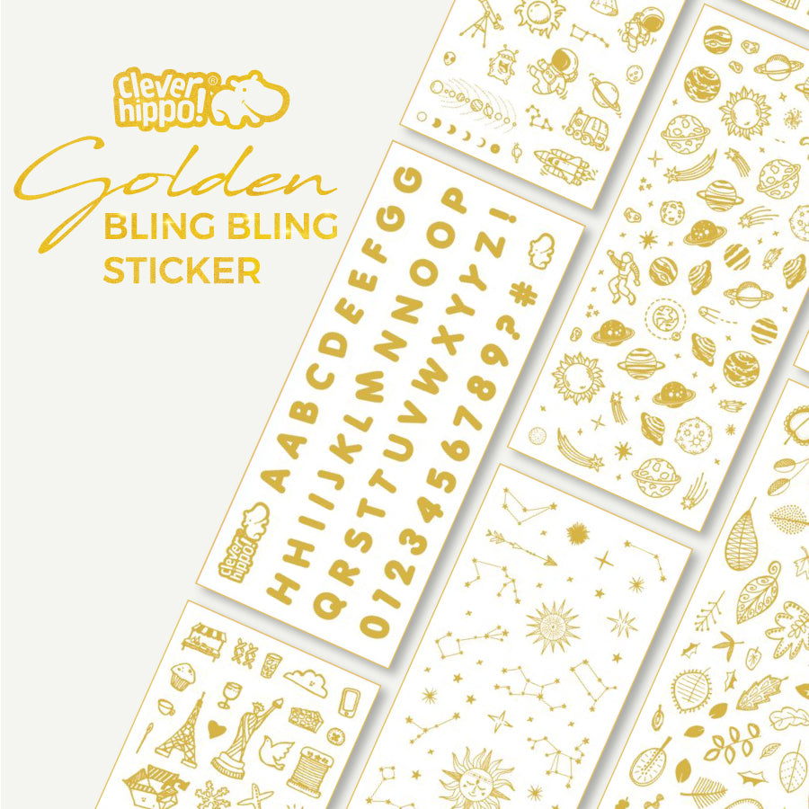 Bộ Golden Sticker lấp lánh Golden CLEVERHIPPO STICKER01