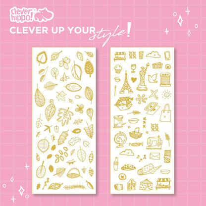 Bộ Golden Sticker lấp lánh Golden CLEVERHIPPO STICKER01