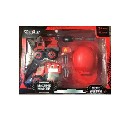 Bộ đồ chơi lắp ráp Vecto DIY - Hai xe cứu hỏa kèm theo nón VECTO VT1066