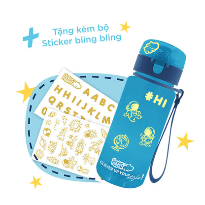Bình nước Sticker DIY Xanh đại dương CLEVERHIPPO WB1103